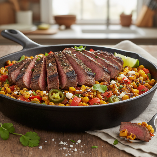 Savory Steak and Spicy Corn Skillet Delight recipe