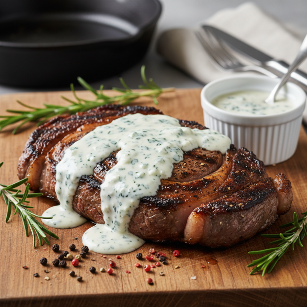Savory Steak with Creamy Blue Cheese Drizzle recipe