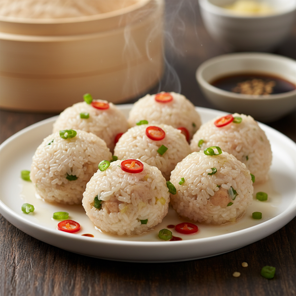 Savory Steamed Chicken Pearl Balls recipe