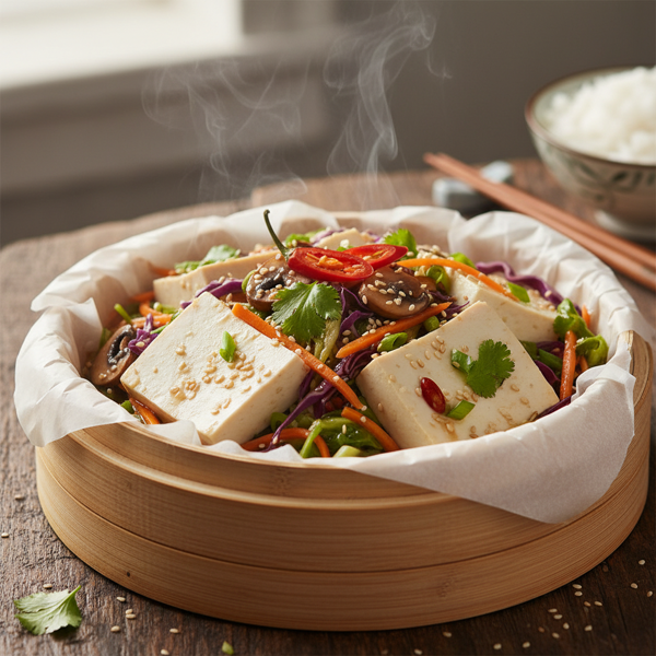 Savory Steamed Tofu with Cabbage Medley recipe