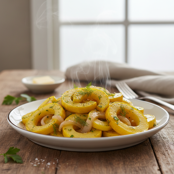 Savory Steamed Yellow Squash with Sweet Vidalia Onions recipe