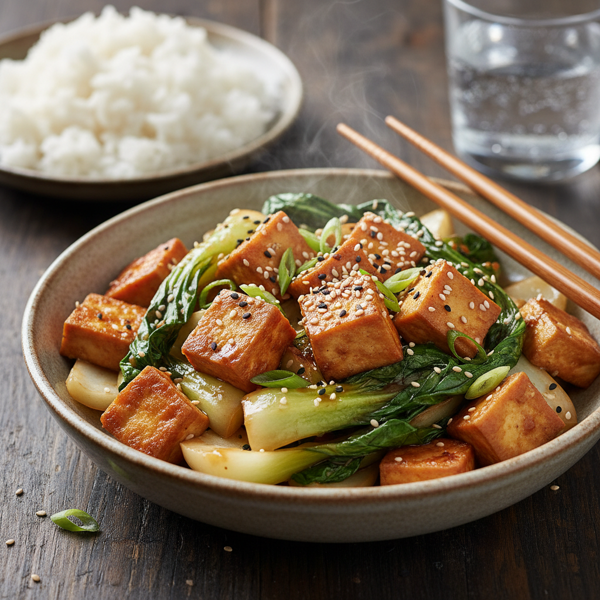Savory Stir-Fried Tofu with Bok Choy and Sesame recipe