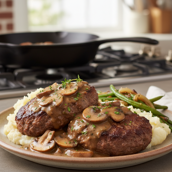 Savory Stove-Top Salisbury Steak with Mushroom Sauce recipe
