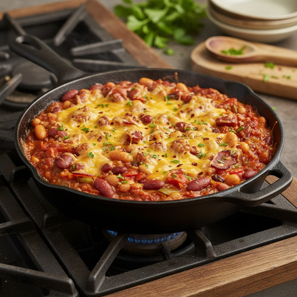 Savory Stovetop Bean Medley Bake recipe