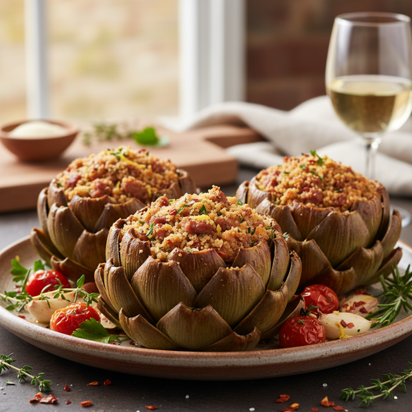 Savory Stuffed Artichokes recipe