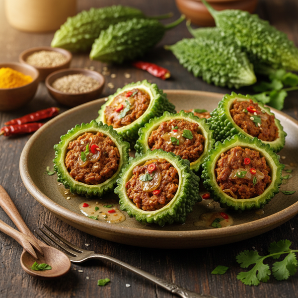 Savory Stuffed Bitter Gourd with Spiced Mince recipe