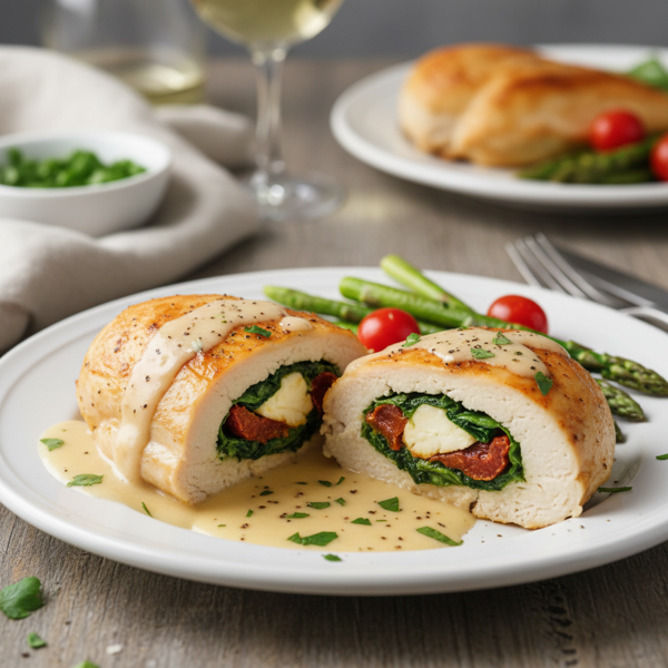Savory Stuffed Chicken Breasts with Creamy White Wine Sauce recipe