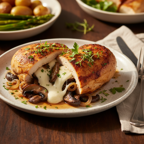 Savory Stuffed Chicken Breasts with Portabella and Mozzarella recipe