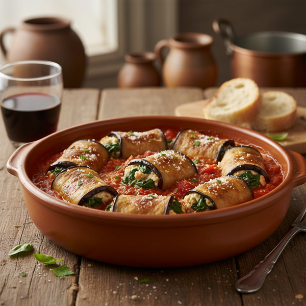 Savory Stuffed Eggplant Rolls in Marinara Sauce recipe