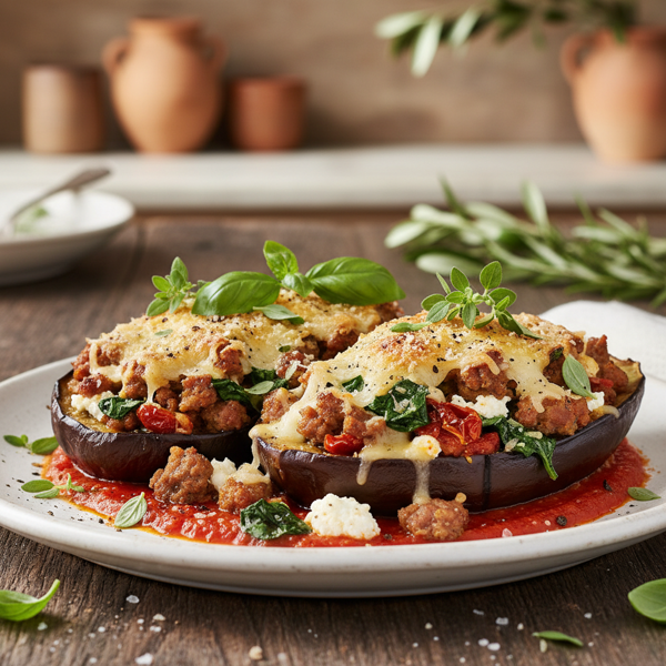 Savory Stuffed Eggplant with Italian Herbs recipe