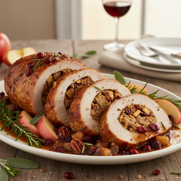 Savory Stuffed Pork Loin with Cranberry and Apple recipe