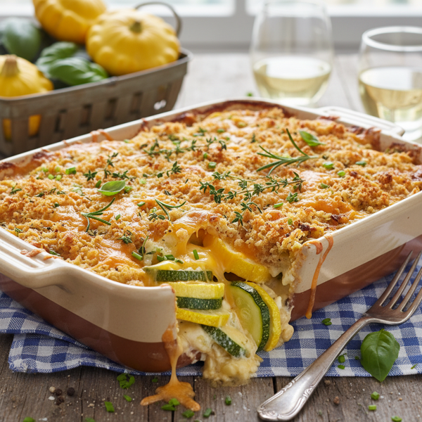 Savory Summer Squash and Cheddar Casserole recipe