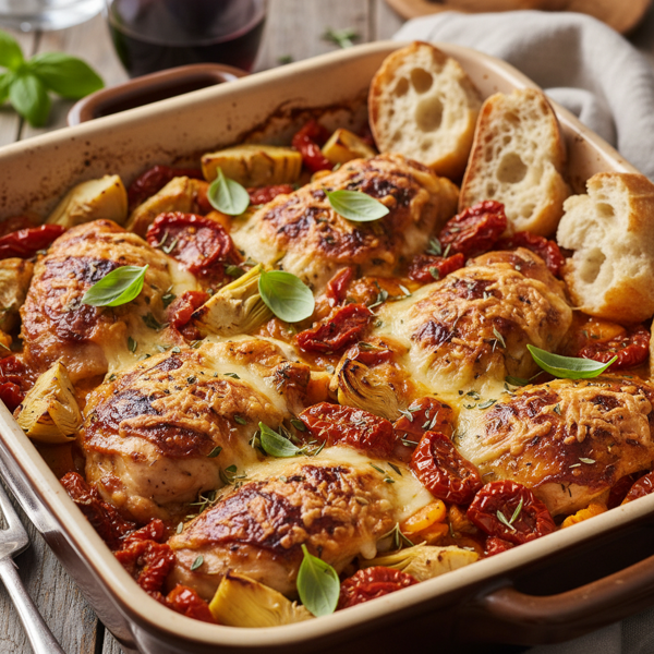 Savory Sun-Dried Tomato and Artichoke Chicken Bake recipe