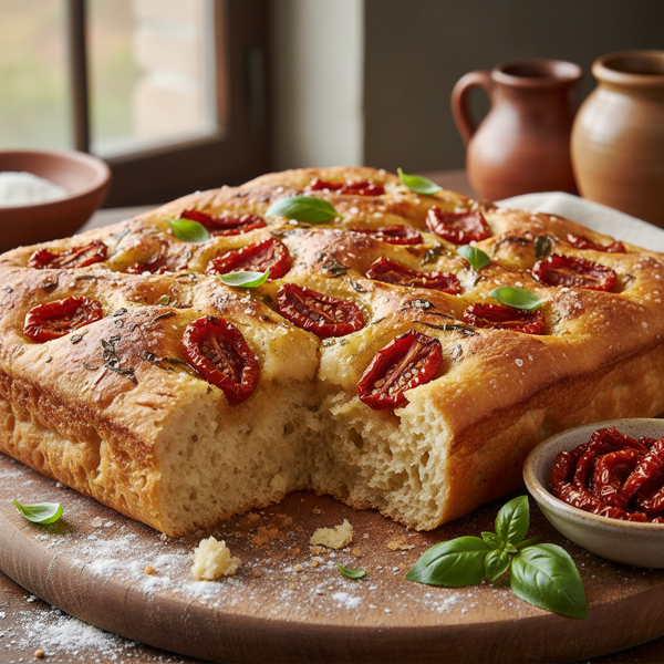 Savory Sun-Dried Tomato and Basil Focaccia recipe