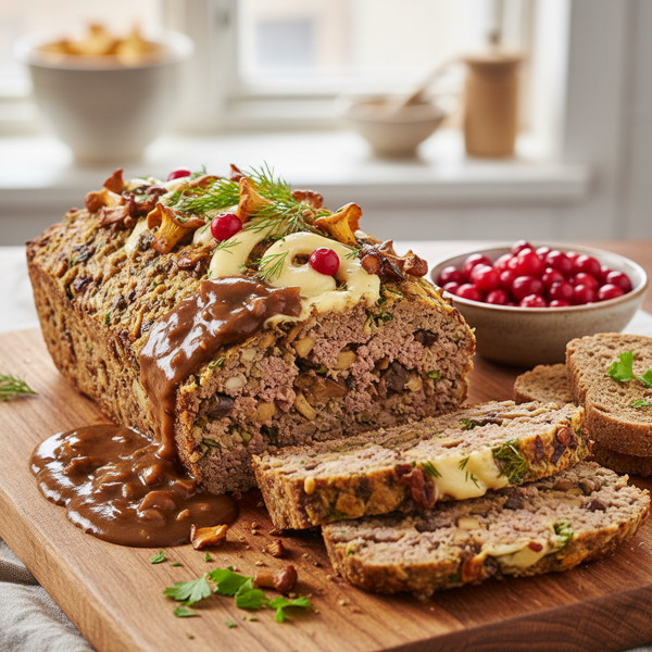 Savory Swedish Mushroom and Beef Loaf recipe