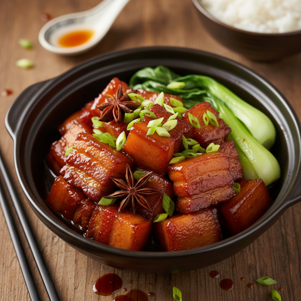 Savory Sweet Chinese Red-Braised Pork Belly recipe