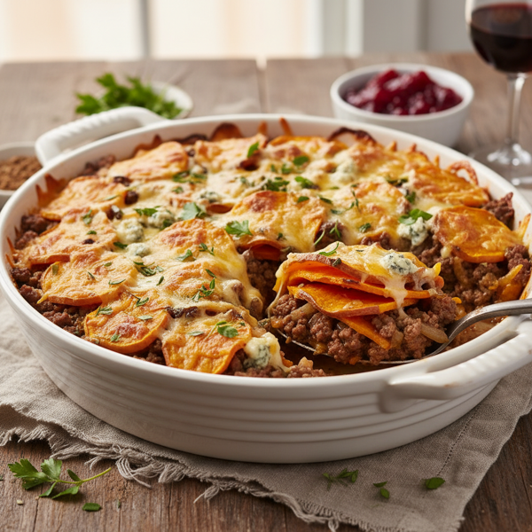 Savory Sweet Potato Beef Bake recipe