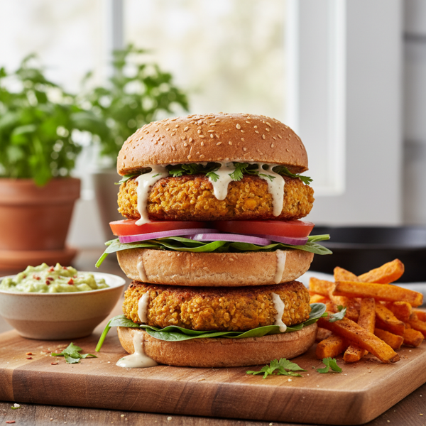 Savory Sweet Potato Chickpea Quinoa Burgers recipe