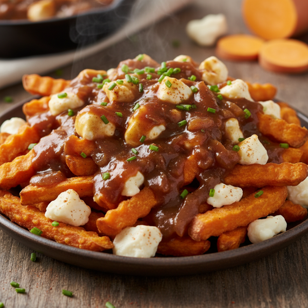 Savory Sweet Potato Poutine with Beef Gravy recipe