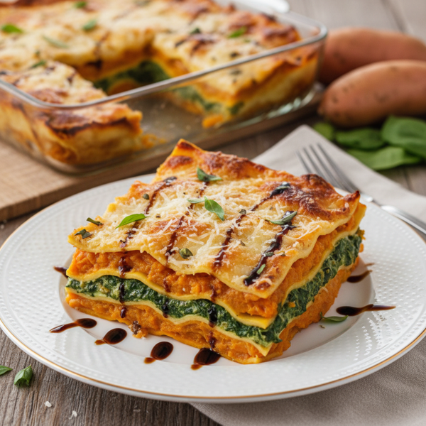 Savory Sweet Potato & Spinach Lasagna recipe