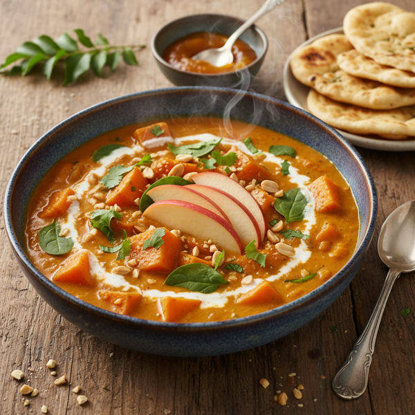 Savory Sweet Potato and Butternut Squash Curry with Apples recipe