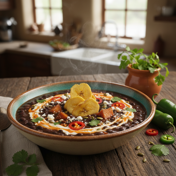 Savory Sweet Southwestern Black Bean Soup recipe