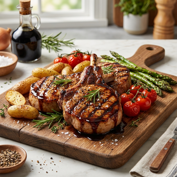Savory Sweet & Balsamic-Glazed Grilled Pork Chops recipe