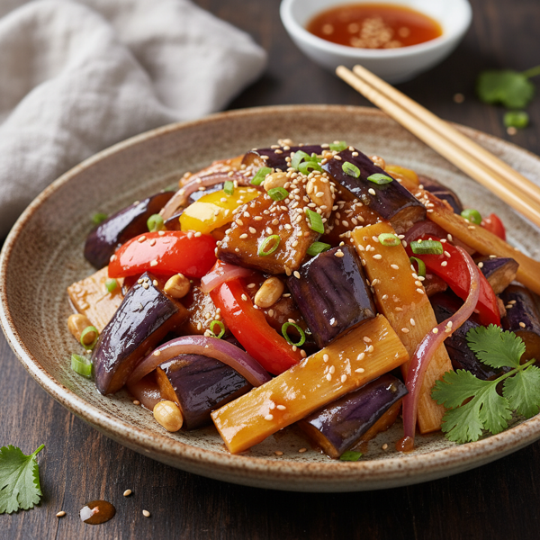 Savory Sweet and Sour Eggplant Medley recipe