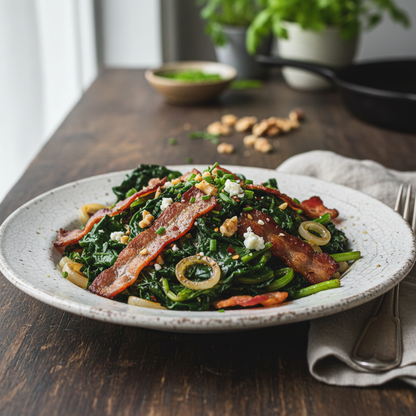 Savory Swiss Chard and Crispy Bacon Medley recipe
