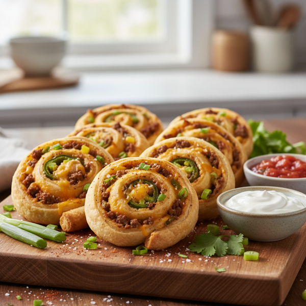 Savory Taco Cream Cheese Pinwheels recipe