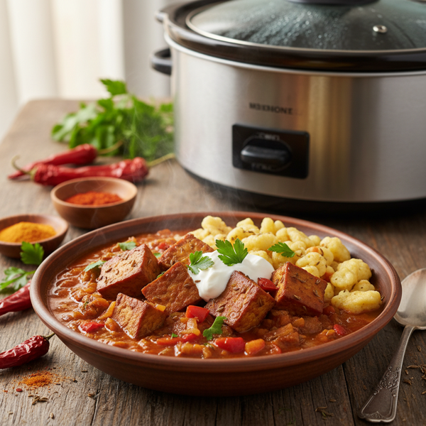 Savory Tempeh Goulash à la Hungarian Style (Slow Cooker) recipe