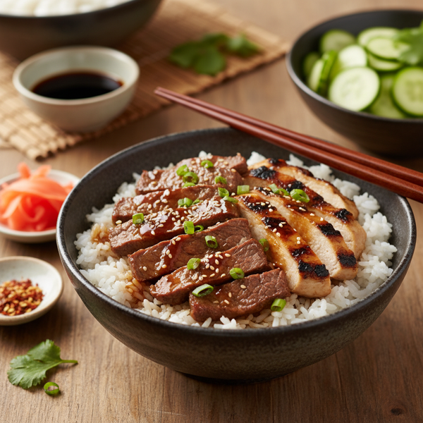 Savory Teriyaki Beef or Chicken Rice Bowl recipe