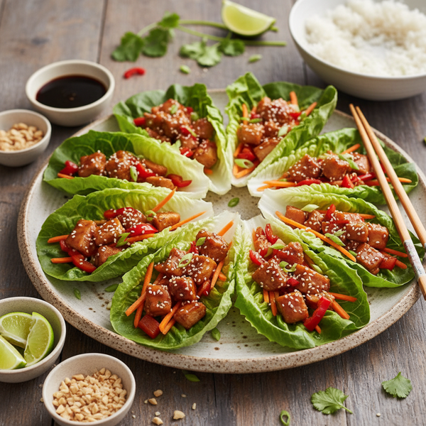 Savory Teriyaki Chicken Lettuce Wraps recipe