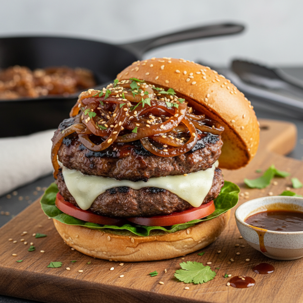 Savory Teriyaki Onion Burgers recipe