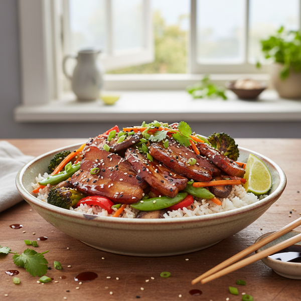 Savory Teriyaki Pork & Veggie Bowl recipe