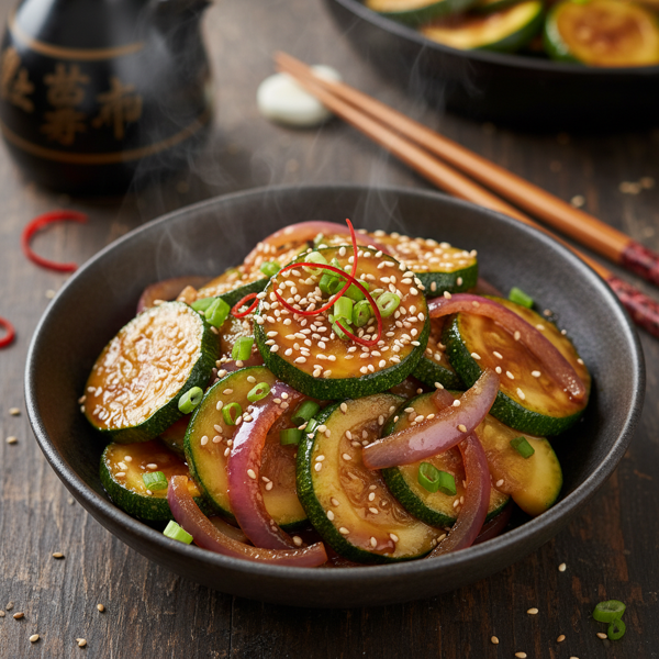 Savory Teriyaki Zucchini & Onion Medley recipe