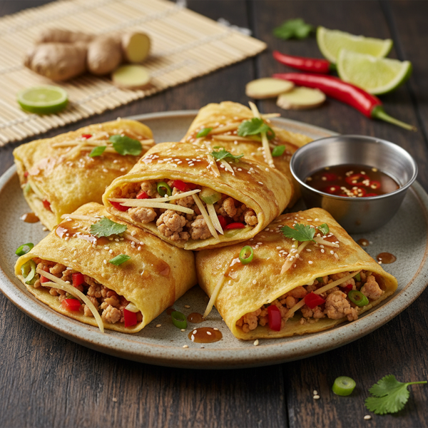 Savory Thai-Style Egg Crepes with Ginger recipe