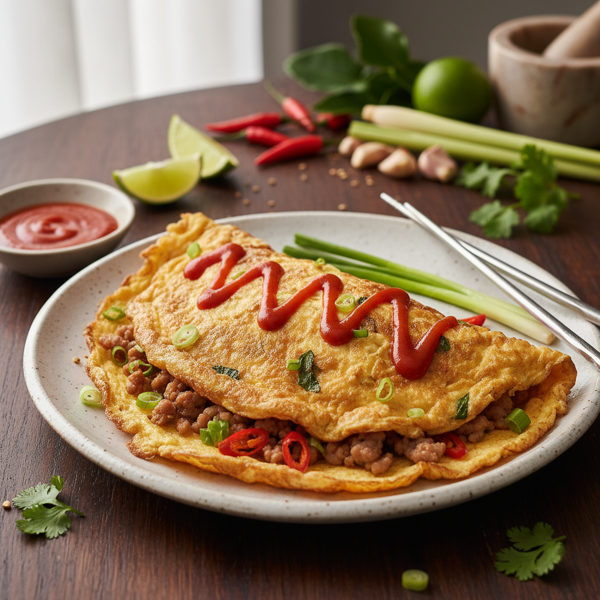 Savory Thai Omelet with Spicy Sriracha Drizzle recipe