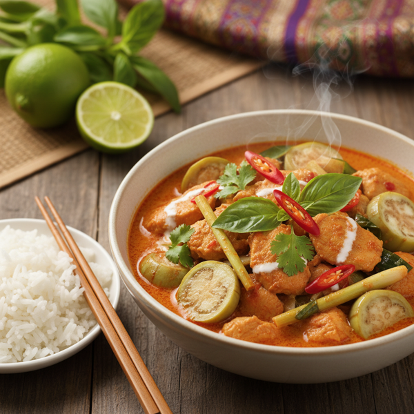 Savory Thai Red Curry Chicken with Eggplant recipe