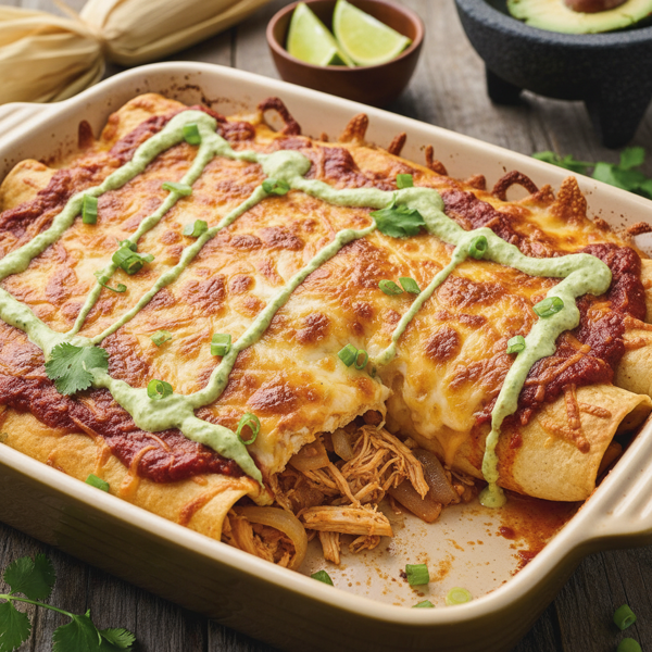 Savory Three-Cheese Chicken Enchiladas recipe