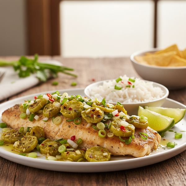 Savory Tilapia with Zesty Tomatillo Sauce recipe