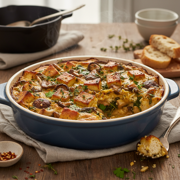 Savory Tofu and Wild Mushroom Bake recipe