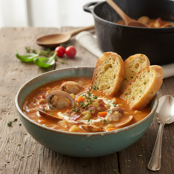 Savory Tomato-Based Clam Chowder recipe