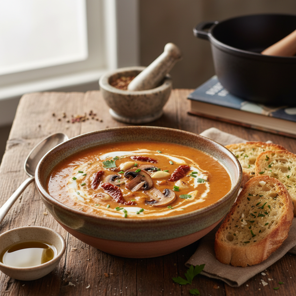 Savory Tomato Garlic Mushroom Bisque recipe