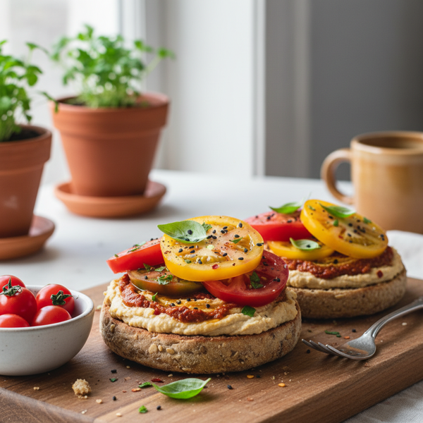 Savory Tomato & Hummus Delight on Multigrain Muffin recipe