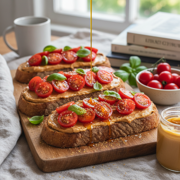 Savory Tomato & Peanut Butter Toasts recipe