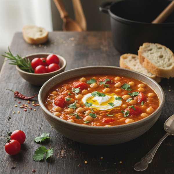Savory Tomato and Chickpea Chowder with Rice recipe