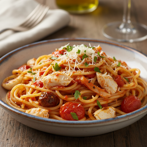 Savory Tomato and Crab Pasta Delight recipe