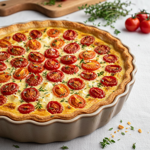 Savory Tomato and Thyme Delight Quiche recipe