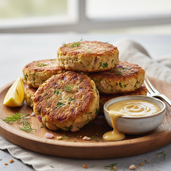 Savory Tuna Cakes with Honey Mustard recipe